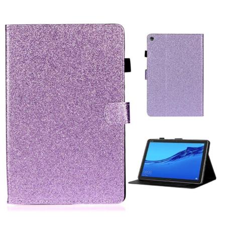 Huawei MediaPad M5 Lite 10 flipfodral i glittrande skinn - Lila Lila