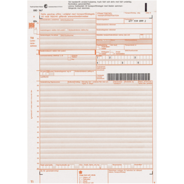 Fraktseddel Nummerert 100stk/P