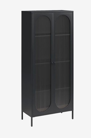 Dorel Home - Skåp Tall med 2 glasdörrar i metall Luna - Svart - Byråar - Från Homeroom
