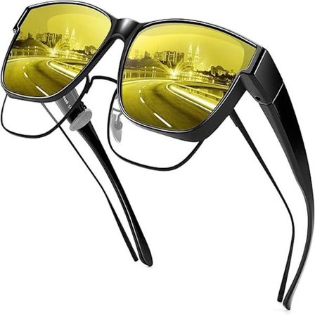 Mørkekjøringsbriller passer for både menn og kvinner og er utstyrt med polariserte linser mot blending og gule linser.