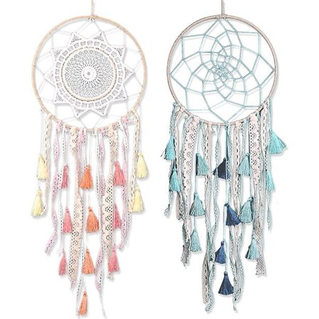 Håndlaget Drømmefanger, Bohemsk Makrame Veggteppe Mandala Måne Drømmefanger