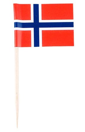 CACAS Flagg norsk på trepinne 10stk