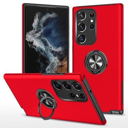 Samsung Galaxy S23 Ultra Fingerring Kickstand Hybrid Taske - Rød Red