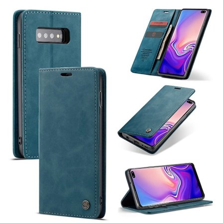 suojakoteloME Samsung Galaxy S10 auto-absorbed nahkainen flip suojakotelo - Sininen