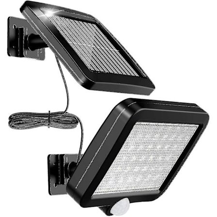 2 Pak 56 Led Solcellelamper Udendørs Med Bevægelsessensor, Ip65 Vandtæt, 120° Lysvinkel, Med 16,5 m Kabel [energiklasse A++]