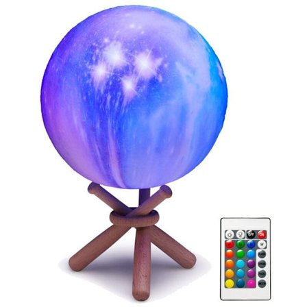 Månlampa, månljus galaxlampa presenter till jul födelsedagspresenter 16 färger med stativ, rymddekor coola saker 10cm