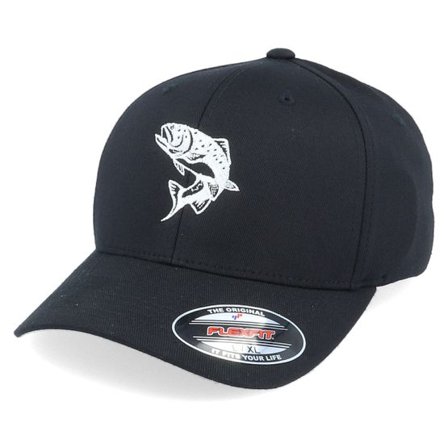 Skillfish - Svart flexfit Keps - Trout Fish Black Flexfit @ Hatstore