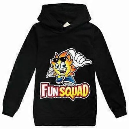 Barn Pojkar Flickor Rolig Squad Gaming Tryckt Avslappnad Hoodie Tröja Jumpers Huvtröja 7-12 År (7-8 År Svart)