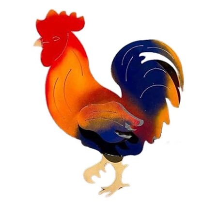 Trädgårdsdekorationer i metall, tupp, trädgårdspinnar och färgglad tuppdekoration, lantlig dekoration, vintage A