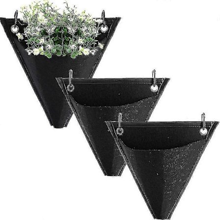TT 3-delade Väggplanterare Triangulära Hängande Väskor Trädgårdsarbete Blombehållare Väggblomkrukor