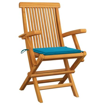 Vidaxl Trädgårdsstolar Med Blåa Dynor 8 St Massiv Teak Blå