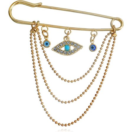 Kristallöga Brosch Nål Flerskiktad Hängande Pärlkedja Lapel Nål Onda Ögat Charm Brosch Djävulens Öga Trasa Nål Bröllop Bukett Märke Smycken för 