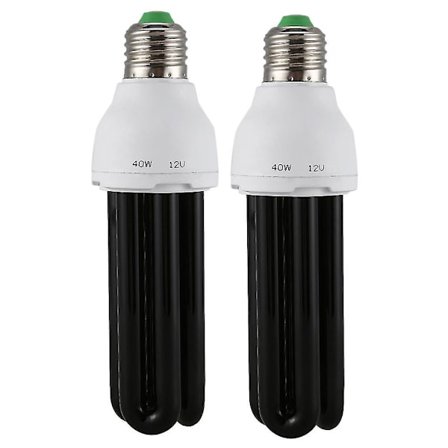 2 kpl E27 40W UV-ultravioletti-fluoresoivia mustavalkoinen CFL-lamppu 220V Muoto: suora Teho Vo