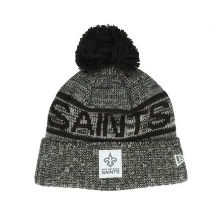 New Era - NFL Svart pom Beanie - New Orleans Saints NFL 25 Sideline Cold Weather Sport Knit Black/Grey Pom @ Hatstore