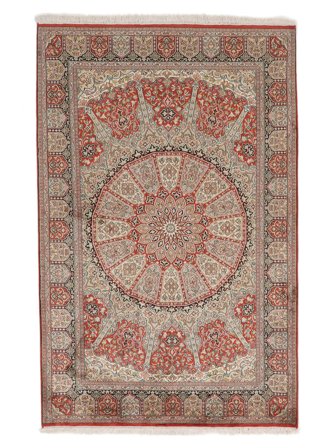 124X191 Tapis D'orient Cachemire Pure Soie Marron/Orange (Soie, Inde)