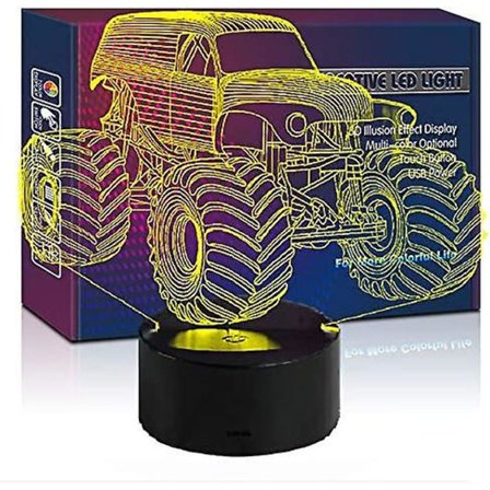 Monster Jam Lastbil Nattlampa 3D Illusion LED-lampa 7 Färger Födelsedagspresent Till Pojke Pojkvän Män Barn Sportfan Belysning Leksaker Dekoration