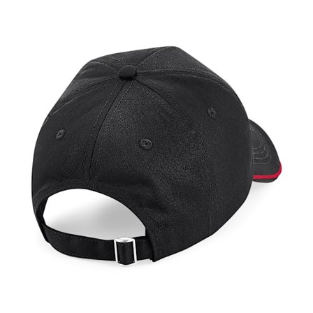 Beechfield Authentic Piped 5 Panel Cap One Size Svart/Klassisk Röd