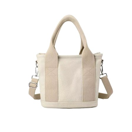 Canvas Tote Bag med Fickor för Kvinnor, Axelväska, Stor Kapacitet Axelremsväska med Justerbar Rem, för Shopping, Arbete, Resor Khaki