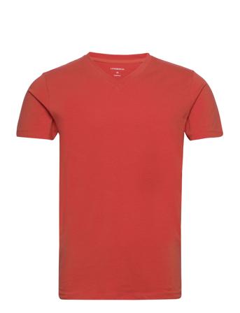 Mens Stretch V-Neck Tee S/S T-shirts Short-sleeved Rød Lindbergh*Betinget Tilbud