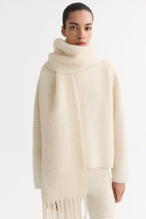 Soft Goat - Wool scarf - Cashmere scarf - One Size - Feather White