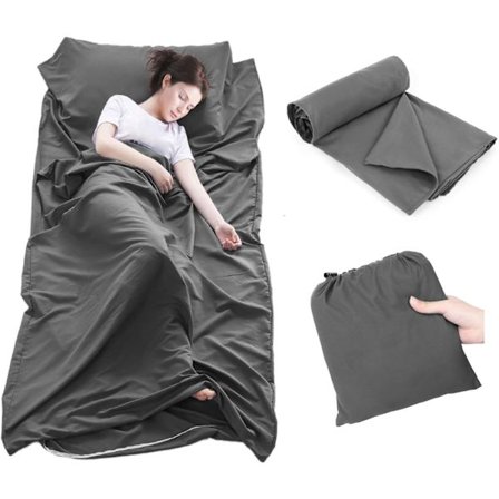 Lakan Reselakan Sovsäckslakan, 75 x 210 cm Portabelt Polyester Sovsäckslakan för Resor Vandrarhem, Grå Original Grå