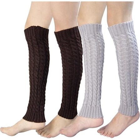 2 par benvarmere til kvinder, vinterstøvle manchetter varme strikkede knævarmere til damer One Size