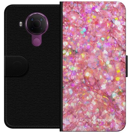 Yhteensopiva Lompakkokotelo Nokia Nokia 5.4 Cactus and Friends – PinkGlitter