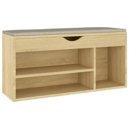 Vidaxl Skobänk Med Dyna Sonoma-ek 104x30x49 Cm Spånskiva Brun