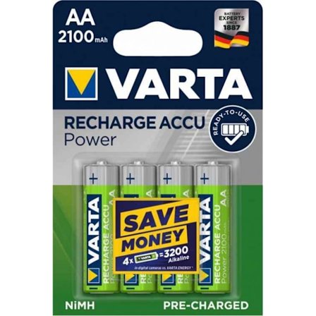VARTA Recharge Accu Power AA batteri 2100 mAh, 4-pak
