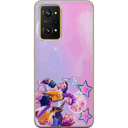 Kompatibelt Mobildeksel til Realme GT Neo 3T Futuristiske popidoler i neonfarger med discoelementer, stjerner og pastellfarget romhimmel.