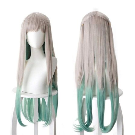 Nene Yashiro Cosplay-peruk Jibaku Shounen Hanako-kun Cosplay Lång Grågrön Rak Värmebeständig Syntetisk Hårfärg
