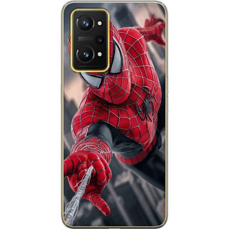 Kompatibel Mobilcover til Realme Realme GT Neo 3T Dynamisk Spider-Man-illustration i action-perspektiv, superheltetema med bevægelsesenergi og cinema