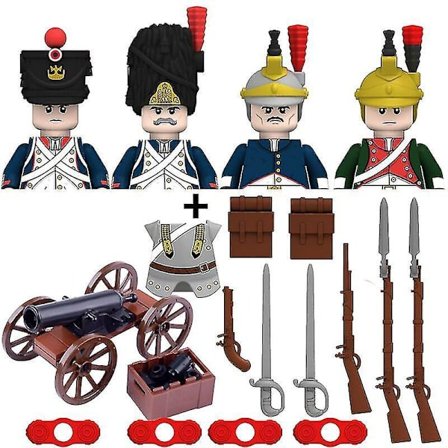 4 stk. Napoleonske franske figurer Byggeklosser Medieval Britisk Soldat Ridder Hær Klosser Leker For Barn Julegaver