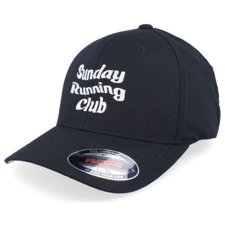 Iconic - Svart flexfit Keps - Sunday Running Club Black Flexfit @ Hatstore
