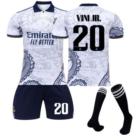 22-23 Real Madrid Dragon Pattern Fodboldtrøje nr. 20 Vini Jr børn 16(90-100)