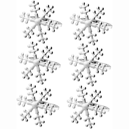 Servettringar jul, 6 st snöflinga bordsdekoration julservetter för jul, tacksägelse, bröllop, middag, fest, familjemåltid, bordsdekoration
