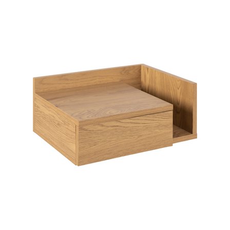 Ashlan Nachttisch, wandmontiert | Wendbar | Wildeiche Optik mit Schublade und Ablagefach, Modernes Design, Holzmaserung, 16,5cm Höhe, Platzsparend
