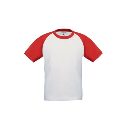 B&C Barn Pojkar Kortärmad Baseball T-Shirt 3-4 År Vit
