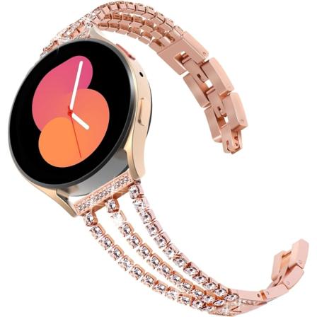 20 mm dame bling, rosa guld, kompatibel med Samsung Galaxy wa
