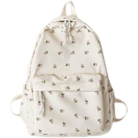 Blomstrete Ryggsekk for Jenter, Casual Daypack Dame Ryggsekker Rucksack Håndvesker Coquette Canvas Ryggsekk for Skole Reiser Ferie Shopping.