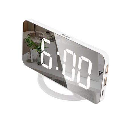 LED Spegelklocka Mini Digital Väckarklocka Bordsklocka Med Snooze-funktion 3 Justerbar Ljusstyrka Auto-anpassad Bakgrundsbelysning