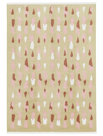 Tvättbar Lea Matta - Gul/Rosa 160X230 I Modern Stil