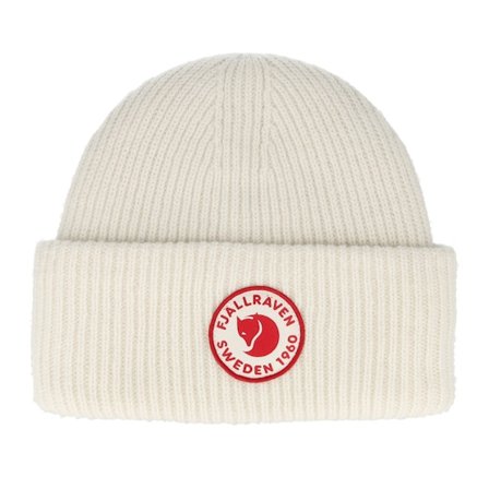 Fjällräven - Wit cuff Beanie - 1960 Logo Hat Chalk White Cuff @ Hatstore