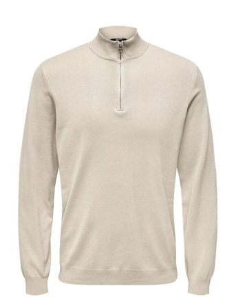 Onswyler Life Reg 14 Half Zip Knit Noos Cream ONLY & SONS