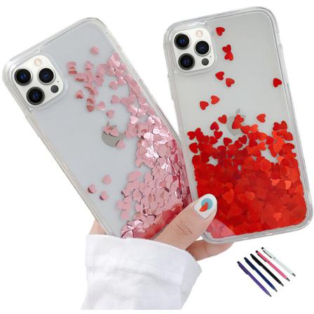 iPhone 12 Pro - Liikkuva glitter 3D Bling -puhelinkotelo Röd