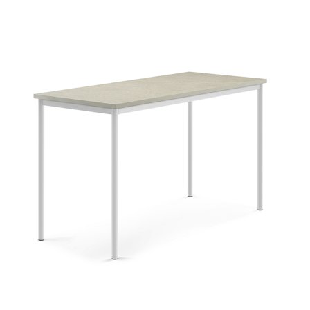 Tisch SONITUS, 1600x700x900 mm, Linoleum grau, weiß