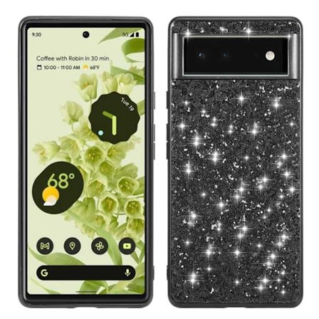 Glitter Google Pixel 6 Pro skal - Svart