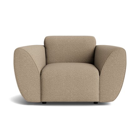 Wednesday Sessel in Raisa Beige, moderner Loungesessel mit strukturiertem Stoffbezug, komfortable Polsterung und abgerundete Armlehnen, 78cm