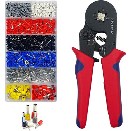 Puristuspihdit, holkkipihdit 1200 holkilla, 8 tyyppiä korkealaatuisia eristettyjä johdinholkkeja 0,5 -10mm²