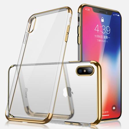 Elektropläterat TPU-skal iPhone Xs Max med 2 skärmskydd. Guld